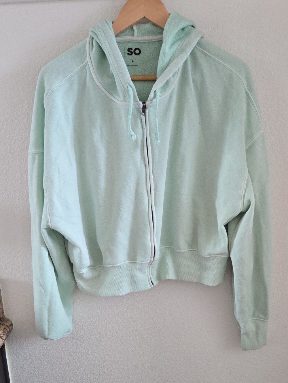 SO Mint Green Full-Zip Hooded Sweatshirt